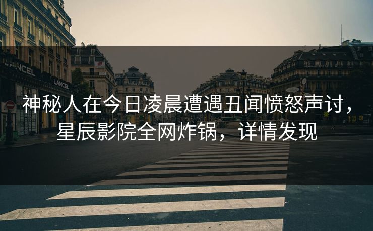 神秘人在今日凌晨遭遇丑闻愤怒声讨，星辰影院全网炸锅，详情发现