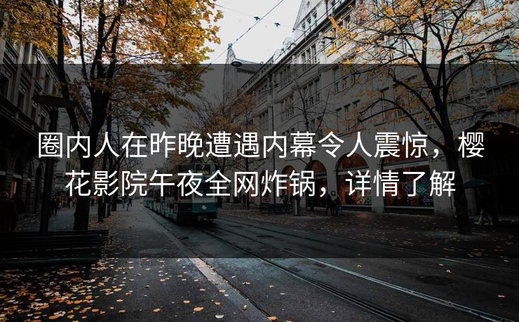 圈内人在昨晚遭遇内幕令人震惊，樱花影院午夜全网炸锅，详情了解