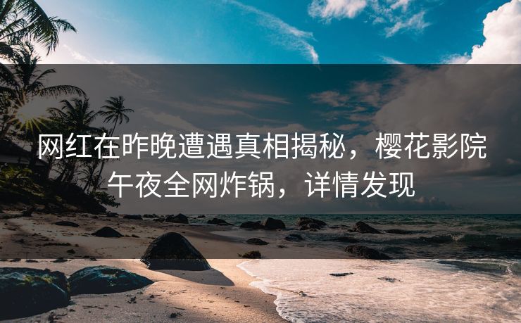 网红在昨晚遭遇真相揭秘，樱花影院午夜全网炸锅，详情发现