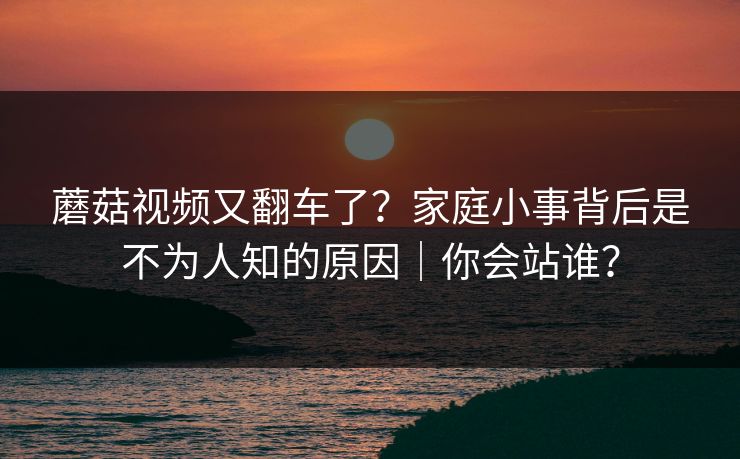 蘑菇视频又翻车了？家庭小事背后是不为人知的原因｜你会站谁？